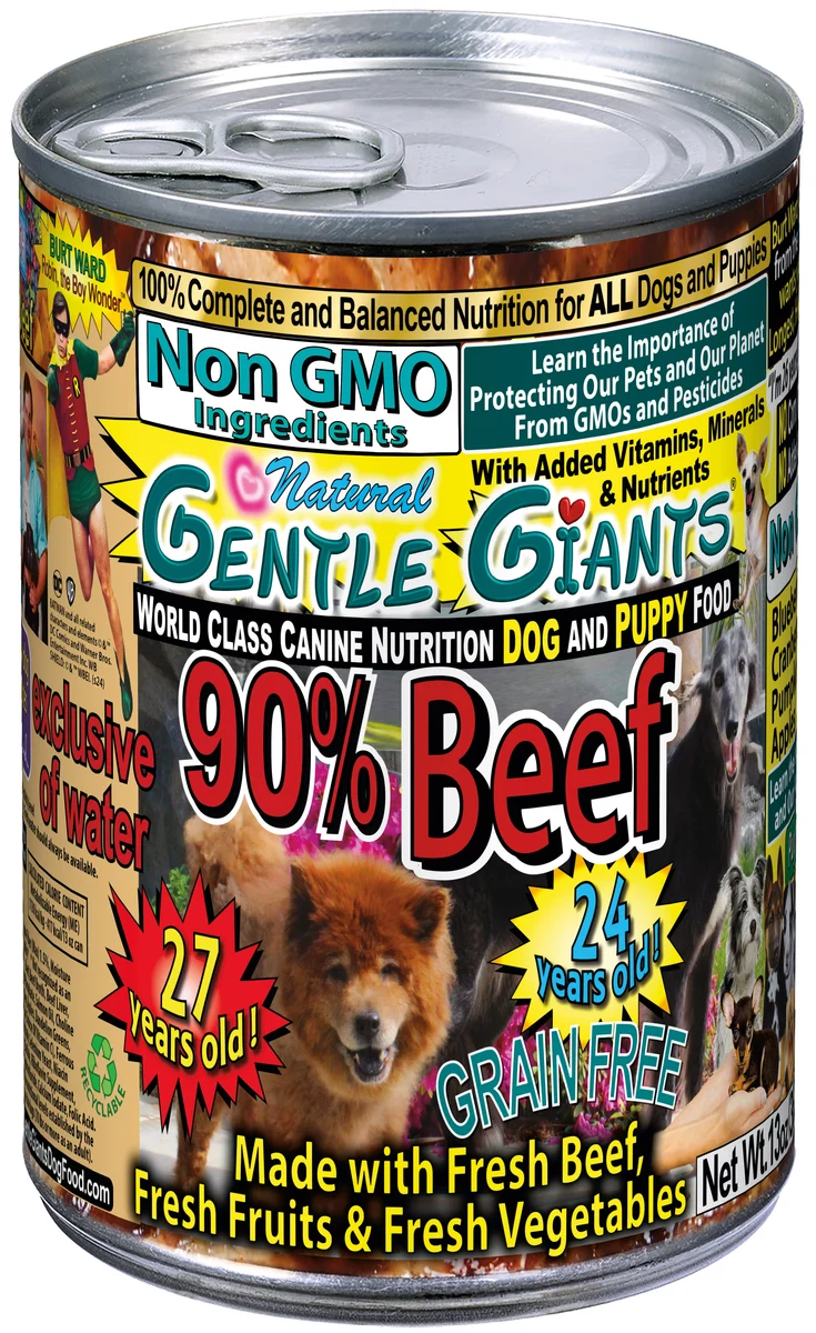 Gentle Giants Natural Non GMO Ingredients Grain Free Dog and Puppy Food Gentle Giants ‘Quality of Life’ 90% Beef -Dog and Puppy Wet Dog Food